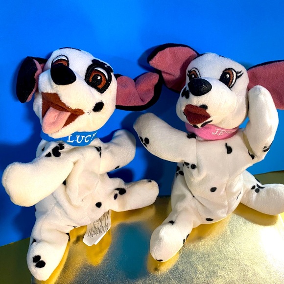DISNEY STORE 90s COLLECTIBLE 101 DALMATIANS BEAN BAG PLUSH LUCKY & JEWEL PUPPIES - Picture 2 of 16